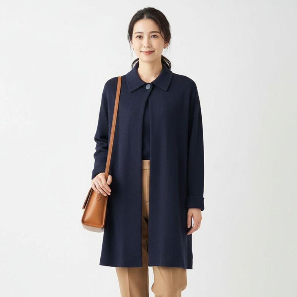 St. John Marie Gray Navy Blue Knit Cardigan Sweater M